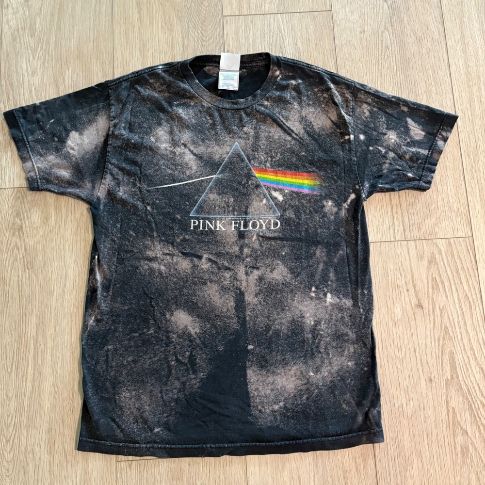 Vintage Pink Floyd Dark Side of the Moon Bleach Wash T-Shirt Size L